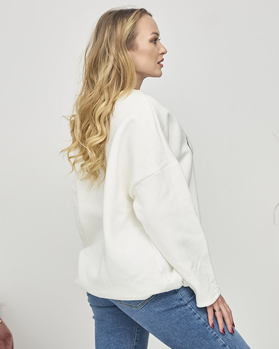 Damen-Sweatshirt mit Schriftzug in Weiß- Kleidung