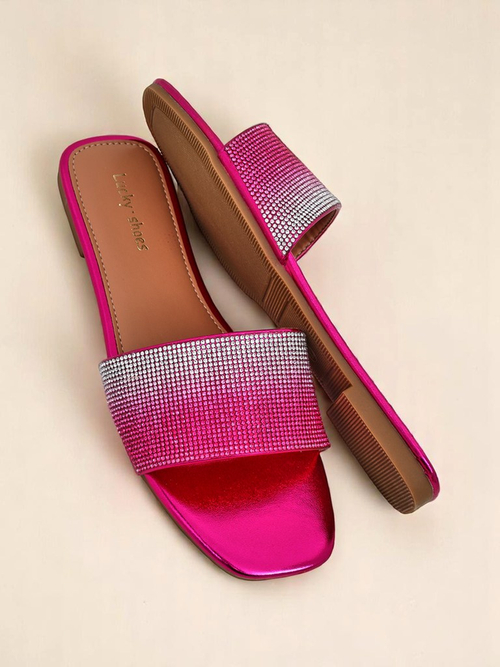 Royalfashion Жіночі шльопанці з цирконами ShinyGlow