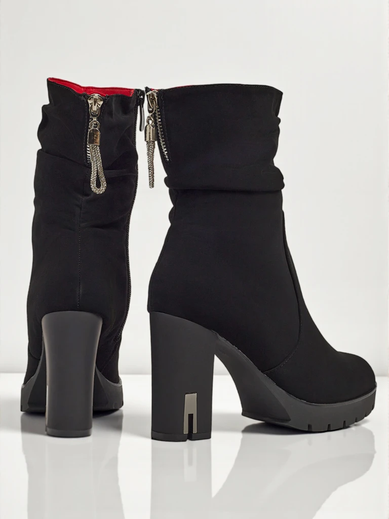 Damen Stiefeletten Öko Leder matt mit Blockabsatz Nivarelle