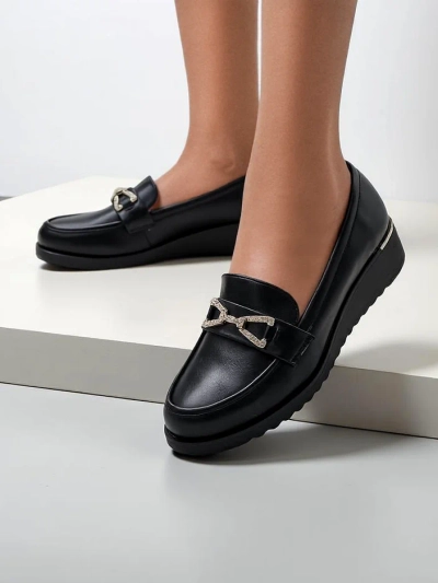 Royalfashion Damenmokassins auf niedrigem Wedge Leffo