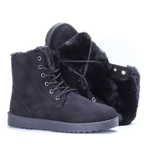 Czarne botki ocieplane Gretta - Obuwie