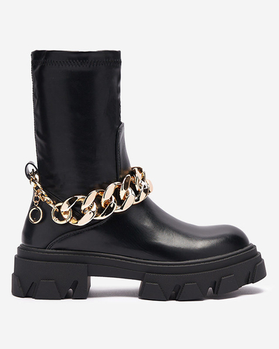 Чорні жіночі ботильйони з екошкіри на ланцюжку Adiza - Взуття