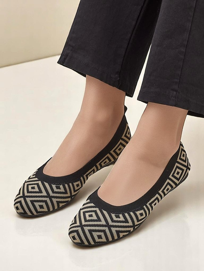 Royalfashion Stoffballerinas für Damen mit geometrischem Print Metrisch
