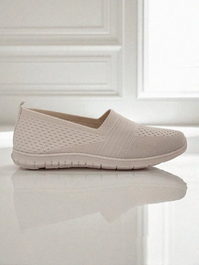 Damen Mokassins Callista Beige aus atmungsaktivem Stoff Frühling Sommer