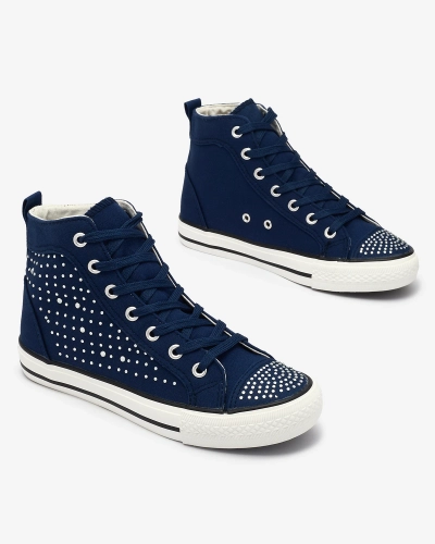 Marineblaue High-Top-Sneakers mit Zirkonen Totulu- Footwear