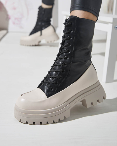 OUTLET Schwarze und beigefarbene hohe Damenstiefel Susker- Footwear