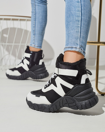 Schwarz-weiße isolierte Damen-Schneestiefel Okraja - Footwear