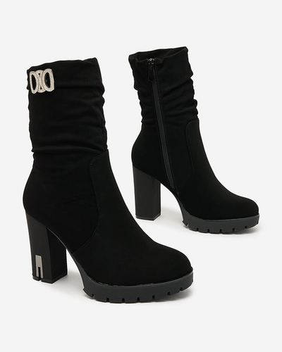 Royalfashion Matte Black Women's Beroled Stiletto Boots