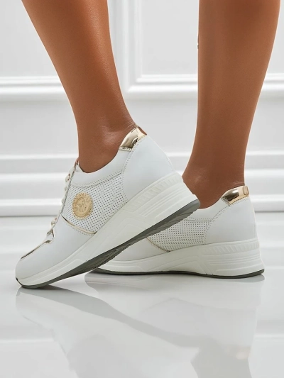 Жіночі снікерси на танкетці Calista Athena білі екошкіра