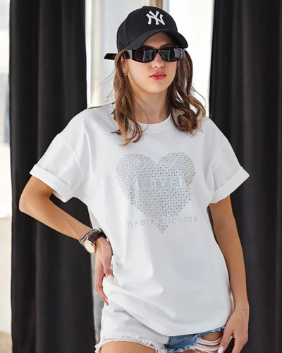 Royalfashion Damen Baumwoll-T-Shirt LOVE mit Strass