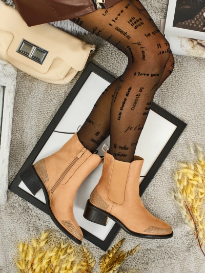 Damen Stiefeletten Öko-Wildleder mit Zirkonia verziert TangleMist