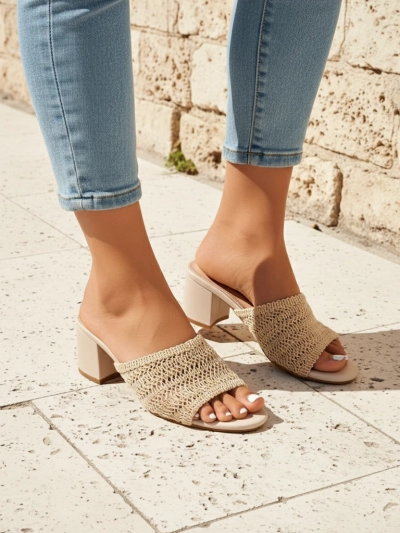Royalfashion Damen Pantoletten mit Blockabsatz Sole Bloom