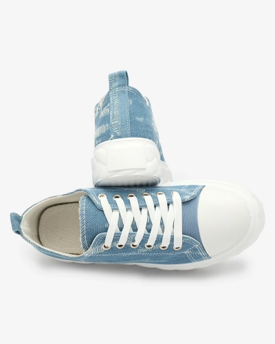 Royalfashion Blaue Damen Denim Sneakers mit geriebenem Nerolera