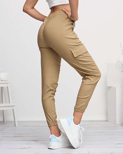 Hellbraune Cargohose für Damen mit abnehmbarer Tasche - Kleidung