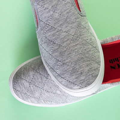 Grauer, gesteppter Damen-Slip mit pinkfarbenen Einsätzen Weridia - Footwear