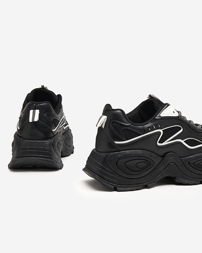 Schwarze Damen-Plateau-Sneaker mit weißen Oirana-Einsätzen - Footwear