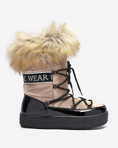 Lackierte Damen-Schneestiefel in gold-rosa Farbe Fursav- Footwear