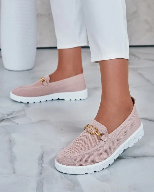 Royalfashion Жіночі тканинні мокасини із золотим декором Erticae