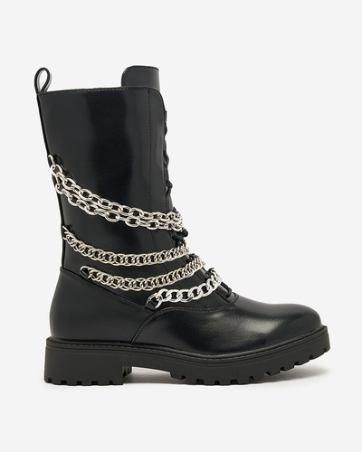 Royalfashion Damen Baggerstiefel in schwarz Goserre