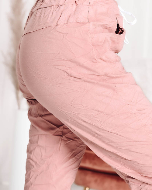 Світло-рожеві жіночі тканинні штани - Одяг