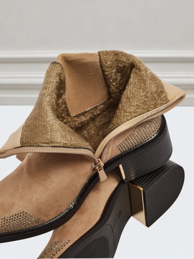Damen Stiefeletten Öko-Wildleder mit Zirkonia verziert TangleMist