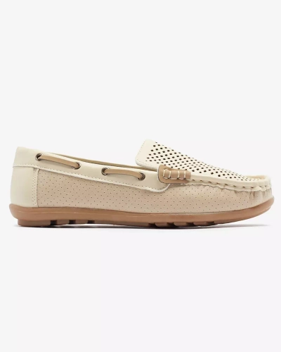 Beige durchbrochene Kindermokassins Nedda - Footwear