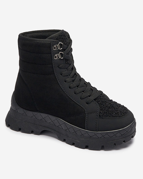 Жіночі утеплені черевики-трапери чорного кольору Wosser- Footwear