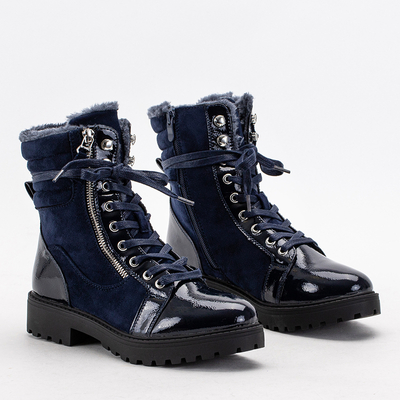 Damen Stiefel marineblau teilweise lackiert Ginoko - Schuhe