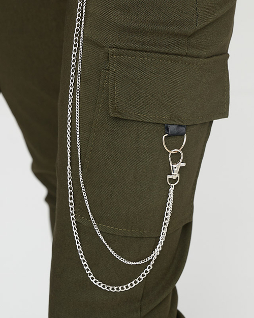 Зелені утеплені штани карго з кишенями - Одяг