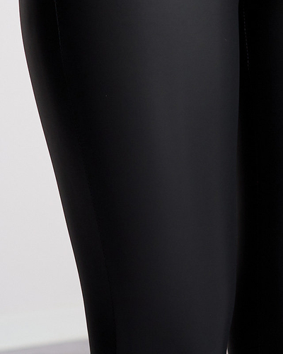 Schwarze Damen Öko-Leder-Leggings - Kleidung