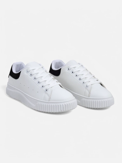 Callista Damen-Plateausneakers aus Öko-Leder, wei	-schwarz