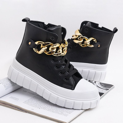 Високі чорні жіночі кеди на платформі Lanculi