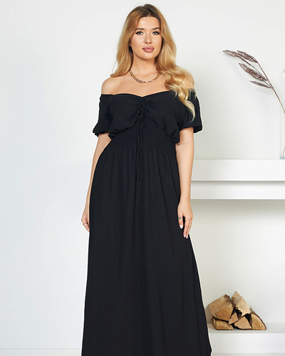 Midikleid mit elastischem Bund in Schwarz - Bekleidung