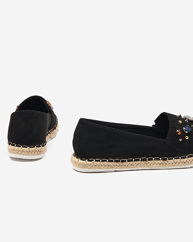 Schwarze Damen-Espadrilles aus Öko-Wildleder mit Zirkonia Mediros - Footwear