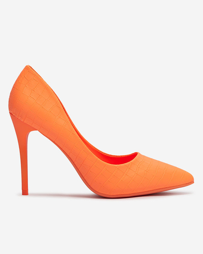 Neonorange Damen-Stiletto-Pumps mit Prägung Asota - Schuhe