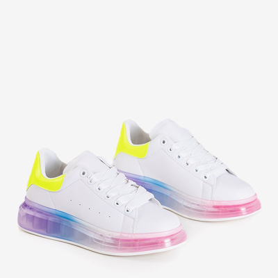 Білі жіночі кросівки на кольоровій підошві Palmer - Взуття