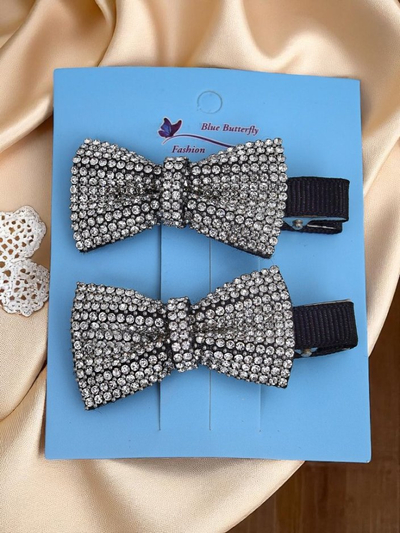 Royalfashion Set aus 2 Haarspangen mit Schleifen und Strasssteinen Isadora