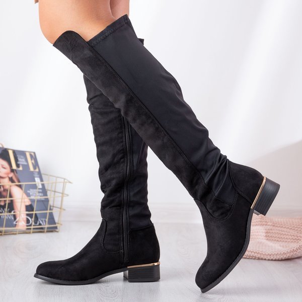 Schwarze Stiefel mit flachem Absatz Leihen - Schuhe 1