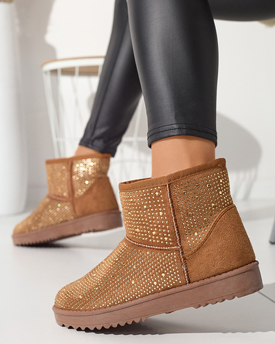 Damen-Schneestiefel mit kamelfarbenen Zirkonias Rudis - Schuhe