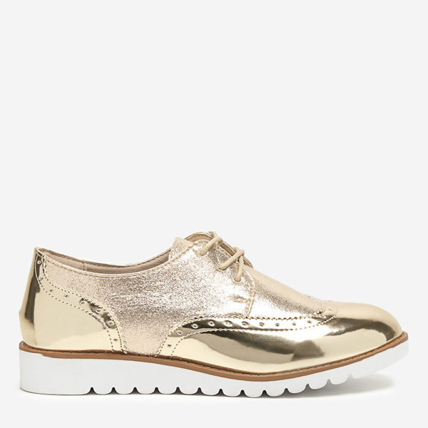 OUTLET Goldene Damenschuhe mit silbernen Retinisa-Einsätzen aus Brokat - Schuhe