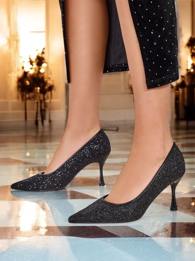 Рожеві насоси дамські з цирконами від Royalfashion Letello