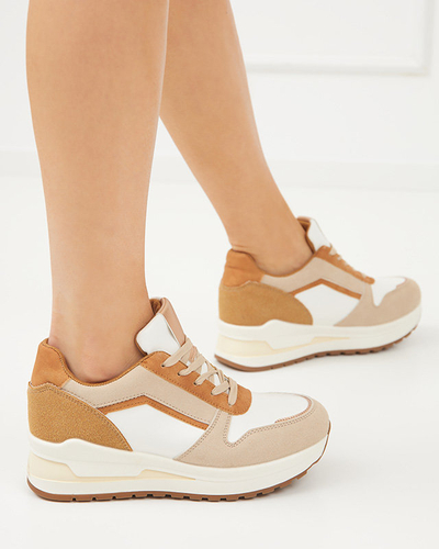 OUTLET Beige Sportschuhe für Damen mit massiver Nertiso-Sohle - Schuhe