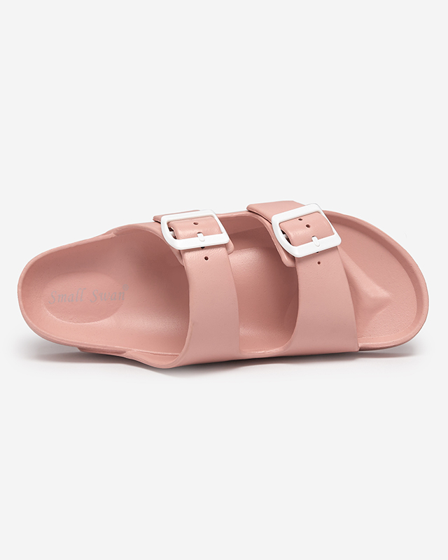 Hellrosa Damenhausschuhe mit Schnallen. Teliwo - Footwear