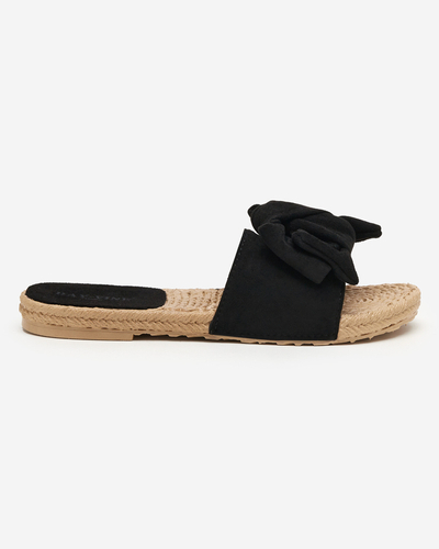 OUTLET Schwarze Damenhausschuhe mit Terina-Schleife - Schuhe