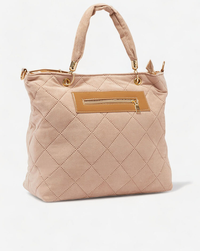 Royalfashion Beige Öko-Wildleder Damenhandtasche mit Patch