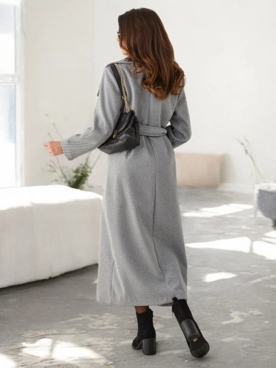 Royalfashion Damen-Maxi-Mantel mit Gürtel