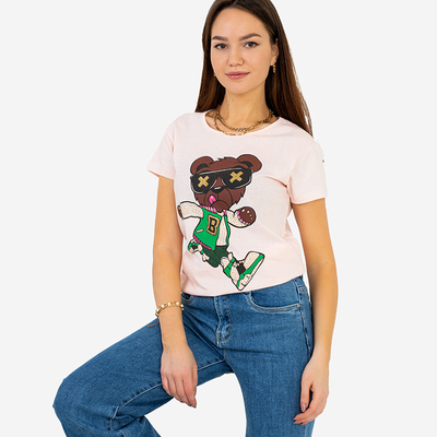 Rosa bedrucktes Damen-T-Shirt - Kleidung