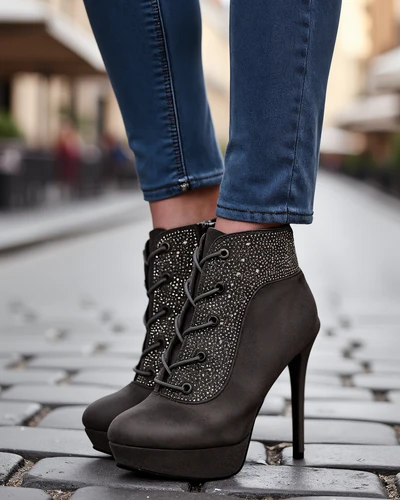 Royalfashion Damen Stiefeletten mit Strass Efelolo