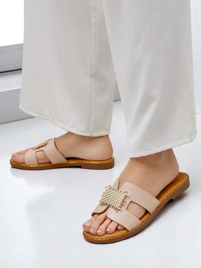Royalfashion Damen dekorative Slides mit Ornament Crattes