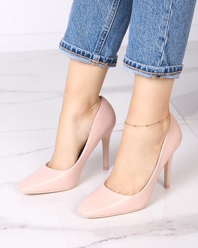 Beige Damenpumps mit karreeförmiger Spitze Vaseka - Footwear
